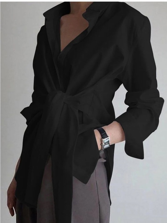 Commense Tops - NWT Commense Black Wrap Tie Blouse